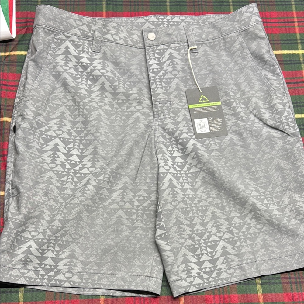 Alpine Design Gray Patterned Men's Flat Front Shorts